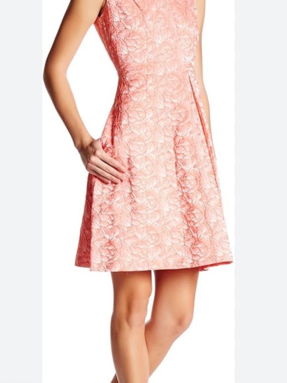 JACK WILLS !Sleeveless Pink Floral Jacquard A-Line Dress! GORGEOUS! 6